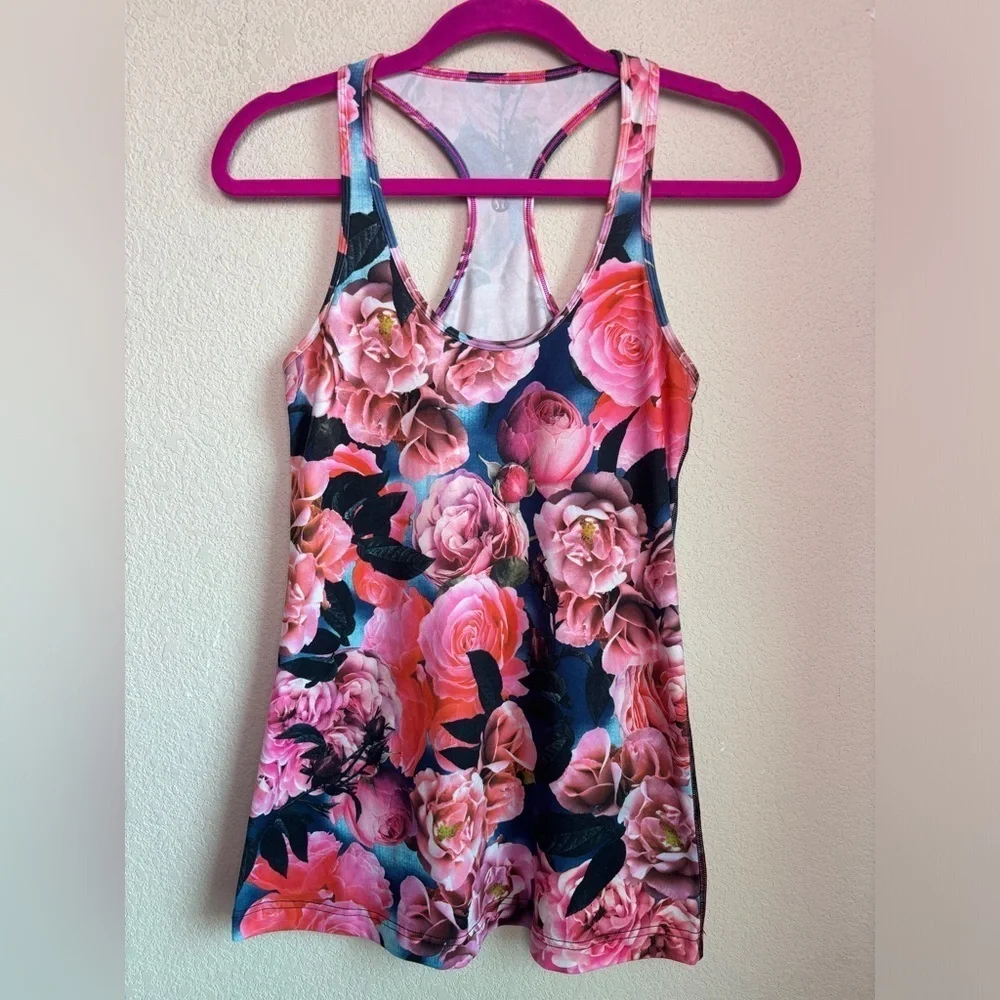 Lululemon Cool Racerback Tank in Floral Top Secret Garden S M